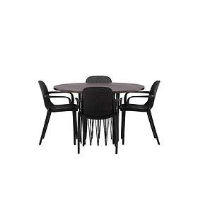 Venture Home Stone Matgrupp 120 cm Rund med 4 Baltimore stolar Svart Matgrupper Brun,Svart