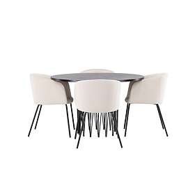 Venture Home Stone Matgrupp 120 cm Rund med 4 Berit stolar Beige Matgrupper Brun,Beige
