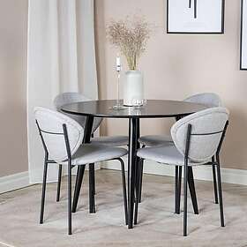 Venture Home Vault Matgrupp 100 cm Rund med 4 stolar Svart Matgrupper Grå,Svart