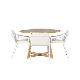 Venture Home Yakidon Matgrupp 120 cm Rund med 4 Tvista stolar Beige Matgrupper Brun,Beige