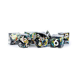 Metallic Dice Games : Handcrafted Sharp Edge Resin Set Simmering Coal