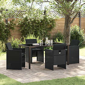 vidaXL Lounge Set 5 Deler med Pute Svart Poly Rattan