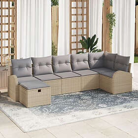 vidaXL Lounge Set 7 Pieces med kuddar beige polyrotting