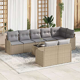 vidaXL Lounge Set 9 Pieces with Cushions Black Poly Rattan