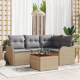 vidaXL Lounge Sett 5 deler med puter Beige Polyrotting Akasie