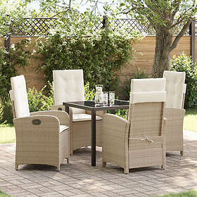 vidaXL Lounge Set 5 Pieces with Cushions Beige Poly Rattan