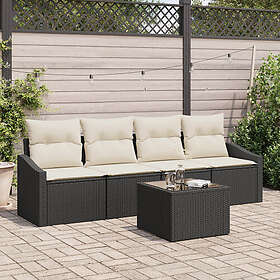 vidaXL 5-delat Trädgårds Matmöbler med Kuddar Svart Poly Rottning