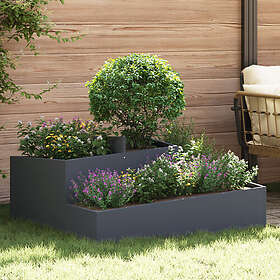 vidaXL Blomkrukor & Planterare Antracit Plast Stor Metallblomkruka