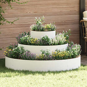 vidaXL Metallkruka Stål/vit Pulverlackerat stål Stor Enkel Metallkruka