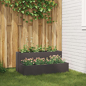 vidaXL Trädgårdsplanterare 2-Tier Svart Stål, 100x60x45 cm