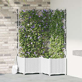 vidaXL Trädgårdsplanterare med spaljé 3 st Vit 80x80x143 cm