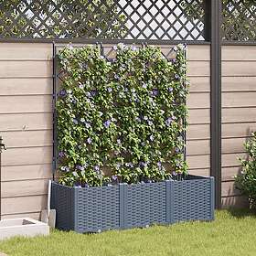 vidaXL Trädgårdsplanterare med trellis 3 st Ljusgrå 120x40x143 cm