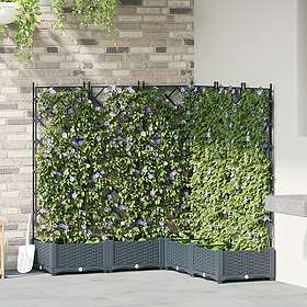 vidaXL Trädgårdsplanterare med Trellis 5 st Ljusgrå 120x120x125.5 cm
