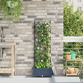 vidaXL Trädgårdsplanterare med Trellis Grå 40x40x125,5 cm