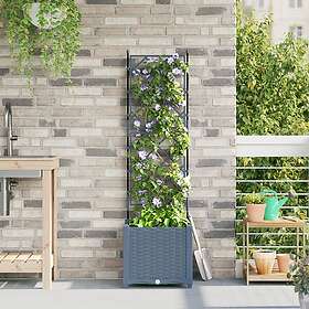 vidaXL Trädgårdsplanterare med Trellis Ljusgrå 40x40x143 cm