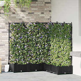 vidaXL Trädgårdsplanterare med Trellis 5 st Svart 120x120x125.5 cm