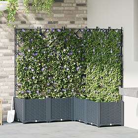 vidaXL Trädgårdsplanterare med Trellis 5 st Ljusgrå 120x120x143 cm