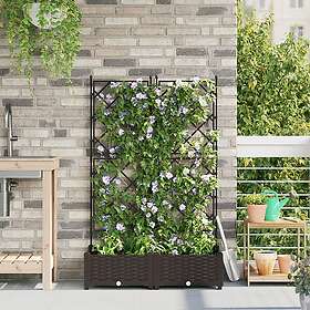vidaXL Trädgårdsplanterare med trellis 2 st Brun 80x40x125.5 cm