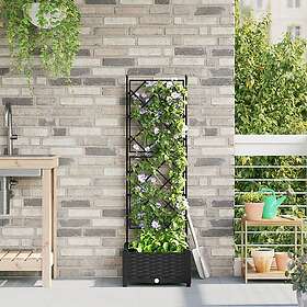vidaXL Trädgårdsplanterare med Trellis Svart 40x40x125.5 cm