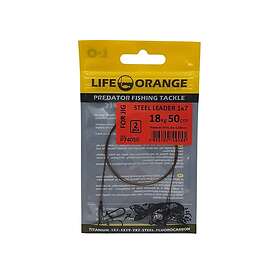 LIFE-ORANGE Leader Steel 1x7 Tafs, 2-pack 25cm 7kg (0,28mm)