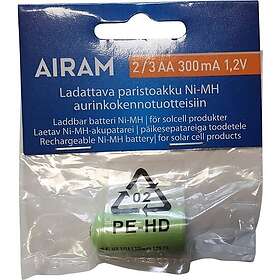 Airam Batteri NiMH batteripack för Solar-produkter, 2/3 AA, 300 mAh