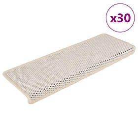 vidaXL Trappmattor självhäftande sisal-look 30 st 65x21x4 cm gräddvit