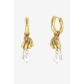 Edblad Beach Pearls Hoops Offwhite Gold Guld