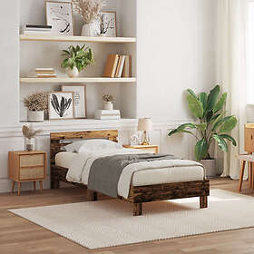 vidaXL Sängram utan madrass med LED-lampor gammalt trä 100x200 cm