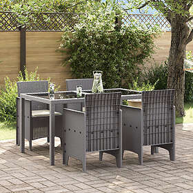 vidaXL Lounge Set 4 delar Ljusgrå Polyrotting med dynor