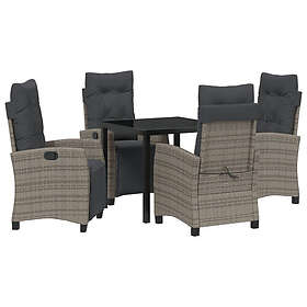 vidaXL Lounge Set 5 Pieces Gray Poly Rattan