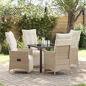vidaXL 5 Delars Trädgårdsset Med Kuddar Beige Poly Rattan