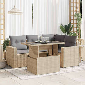 vidaXL Salon de jardin 5 pièces avec coussins Beige Rotin artificiel