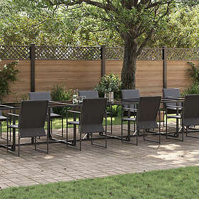 vidaXL 19-delars trädgårds matsalsset med kuddar i stål och textilene