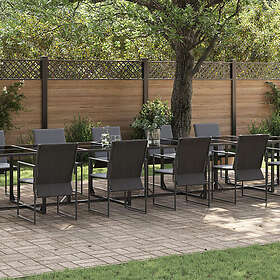 vidaXL 22 Delars Trädgårdsmatsalsset med Kuddar i Stål och Textilene