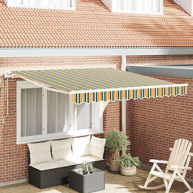 vidaXL Automatisk utdragbar markis grön gul och 350x250 cm ersättnings tyg för 3