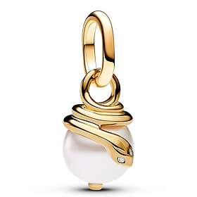 Pandora ME Snake Pearlescent 14k Gold-plated Mixed stone White berlock 763375C01