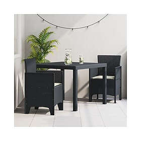 vidaXL Lounge Set 3 delar med kuddar antracit polyrotting