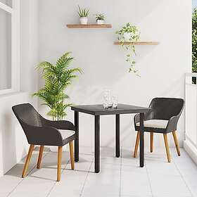 vidaXL Lounge Set 3 Pieces Black Poly Rattan