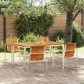 vidaXL 5 Delars Trädgårdsmöbelset Solid Teak Utomhusbord 150x90x75 cm