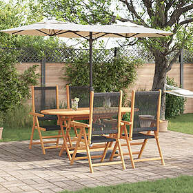 vidaXL 5-delars trädgårdsmatbordset svart i schysst akaciaträ och polyrotting