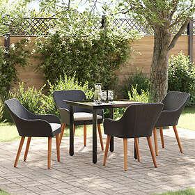 vidaXL 5-delat trädgårdsdining set svart polyrotting