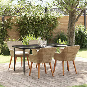 vidaXL 5-delat trädgårdsinredningsset i beige poly rotting