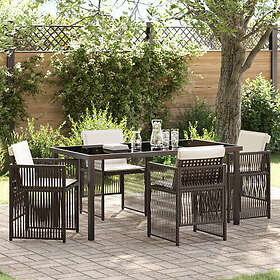 vidaXL Lounge Sett 5 deler med puter Brun Polyrotting Utendørs Møbler Svart 160x