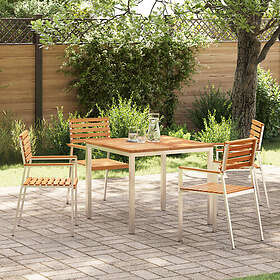 vidaXL 5-delat trädgårdsmöbler av Massivt teakträ Utomhusbord 90x90x74.5 cm Stap