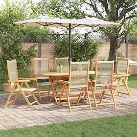 vidaXL 7 Delars Trädgårdsmatbordset i Beige Gjort av Solitt Akaciaträ och Poly R