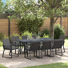 vidaXL 6-Piece Garden Dining Set with Cushions Anthracite Steel Poly Rattan