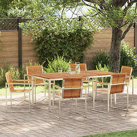 vidaXL 7-delat trädgårdsmatsalsset i massivt akaciaträ utomhusmatbord 180x90x75 
