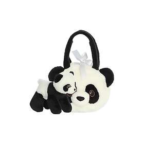 Aurora Fancy Pals plyschleksak panda i en väska, 20 cm