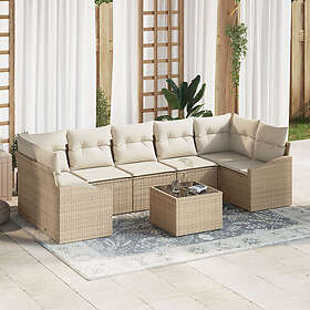 vidaXL Lounge Set 8 delar med kuddar Polyrotting Beige