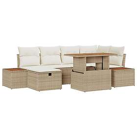 vidaXL Lounge Set 7 pièces avec coussins Beige Polyrotin